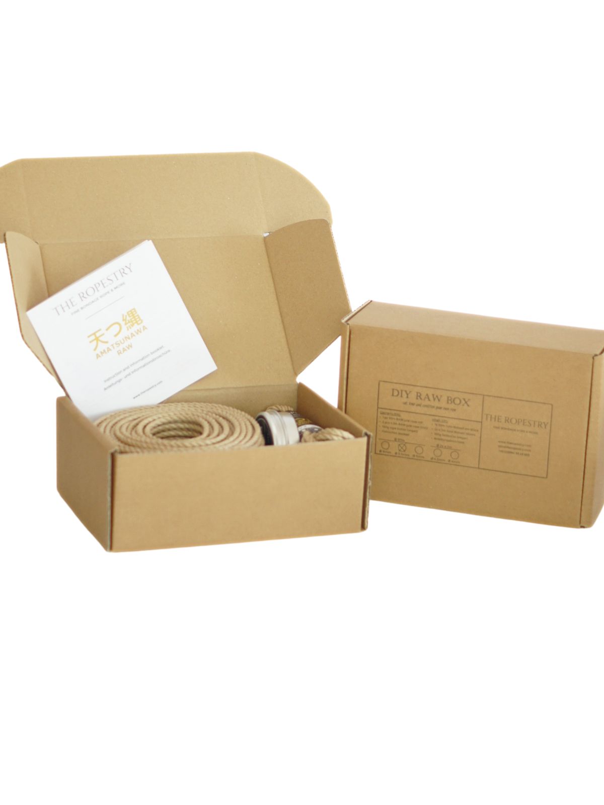 AMATSUNAWA RAW DIY RAW BOX - 50 m raw rope, 2x 4.3 m thin ropes, rope butter, storage box, instruction booklet and FREE microfibre cloth