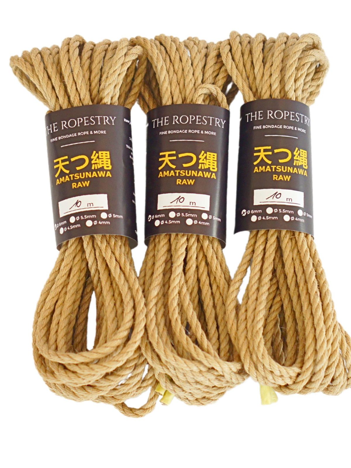 ø 6mm RAW AMATSUNAWA 6/0 jute rope for Shibari, Kinbaku bondage, untreated, chemical free