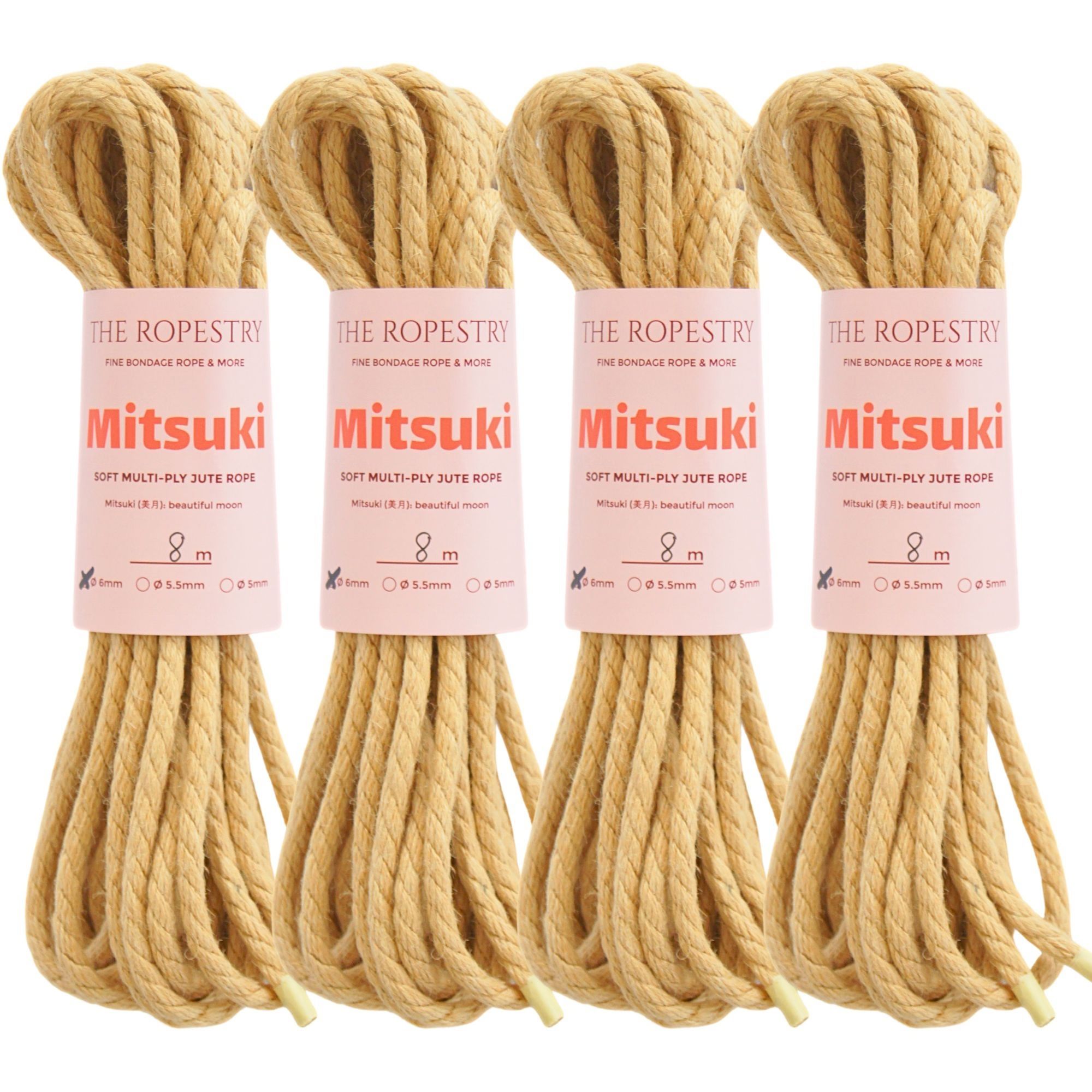 Shibari Set "Dual Lay Synergy" | 1x 50m KIYOMI 6mm Raw Roll + 4x 8m Mitsuki 6/0 + Traditional Rope Butter + Jojoba Rope Oil + Black Blindfold | TheRopestry