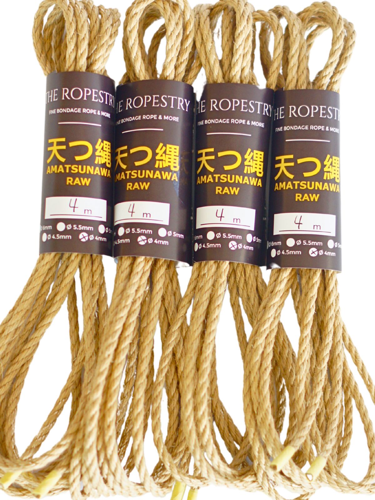 ø 4mm RAW AMATSUNAWA 4/0 jute rope for Shibari, Kinbaku bondage, various lengths and sets