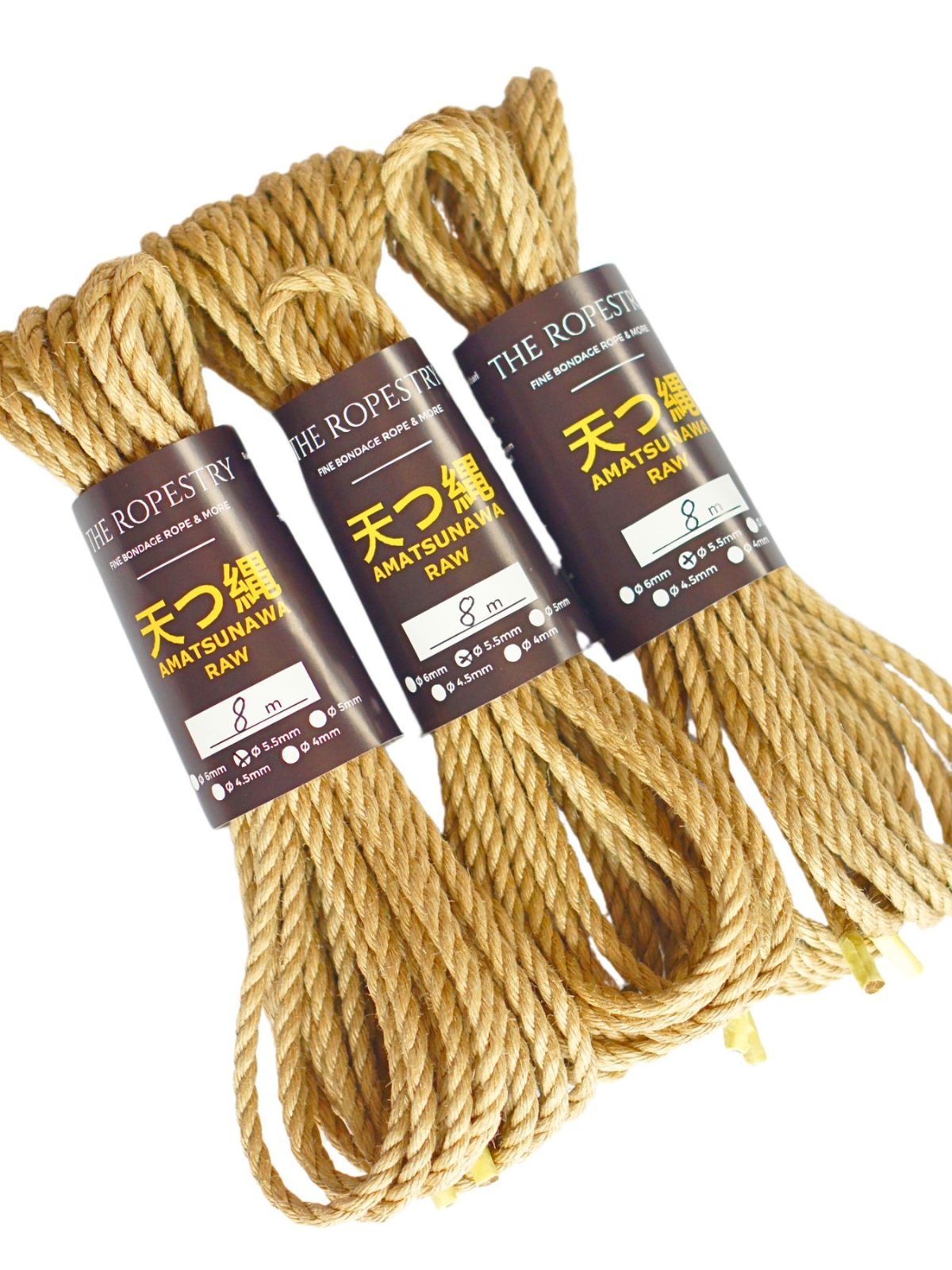 ø 5.5mm RAW AMATSUNAWA 5/5 jute rope for Shibari, Kinbaku bondage, untreated, JBO-free