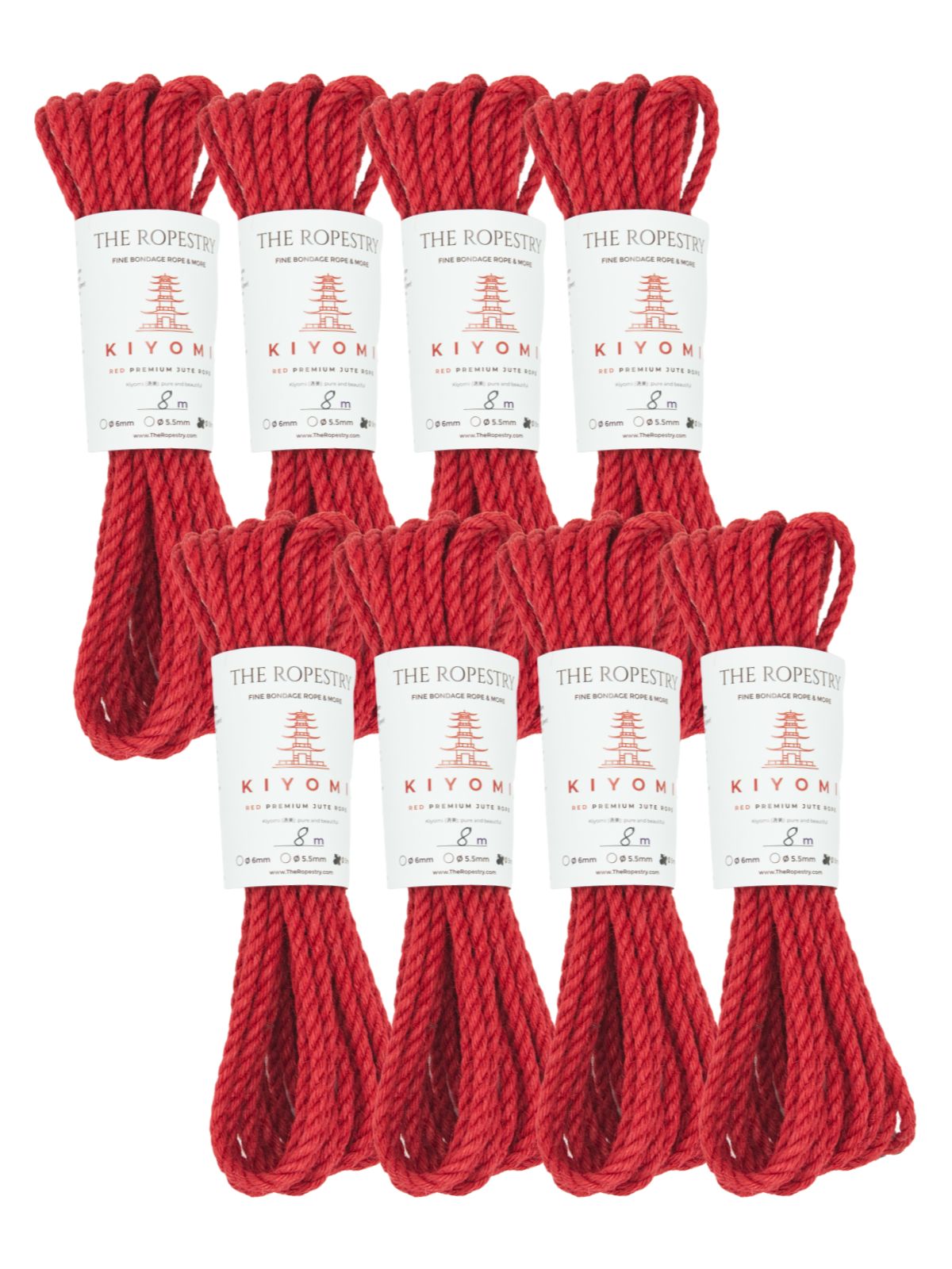 ø 5mm KIYOMI RED strong single-ply Z-twist medium-lay jute rope for Shibari & Kinbaku applications, untreated, JBO-free 