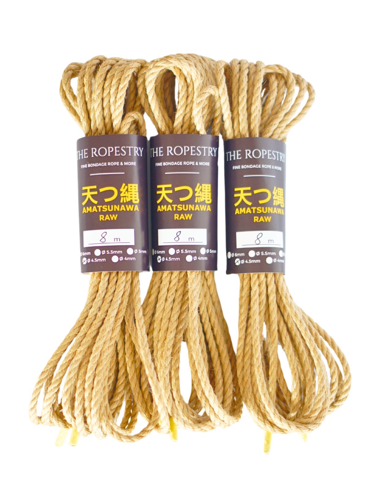 ø 4.5mm RAW AMATSUNAWA 4/5 jute rope for Shibari, Kinbaku bondage, various lengths and sets