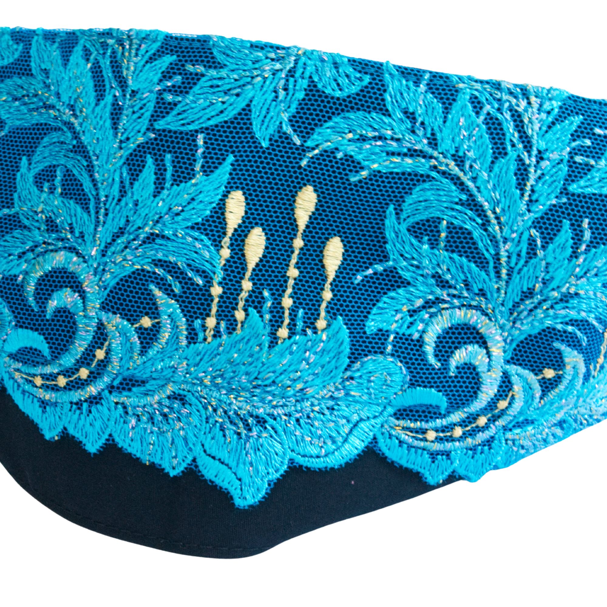 Blindfold "Cyan" with delicate lace – for Shibari & Sensory Play, Meditation Mask | Exclusive Design by TheRopestry