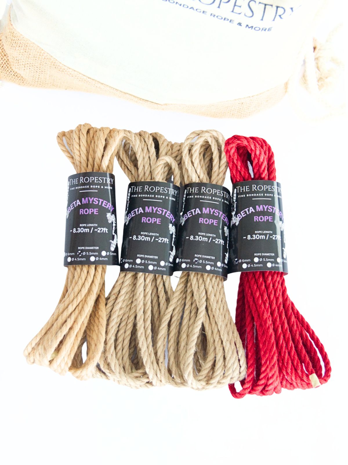 BETA Mystery Rope Set - almost perfect raw/untreated jute ropes for Shibari, rope bag and 5€ coupon*, sizes S, M, L