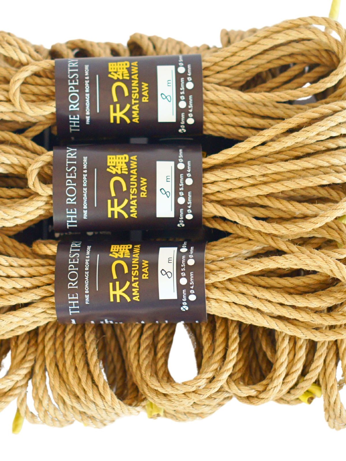 ø 6mm RAW AMATSUNAWA 6/0 jute rope for Shibari, Kinbaku bondage, untreated, chemical free