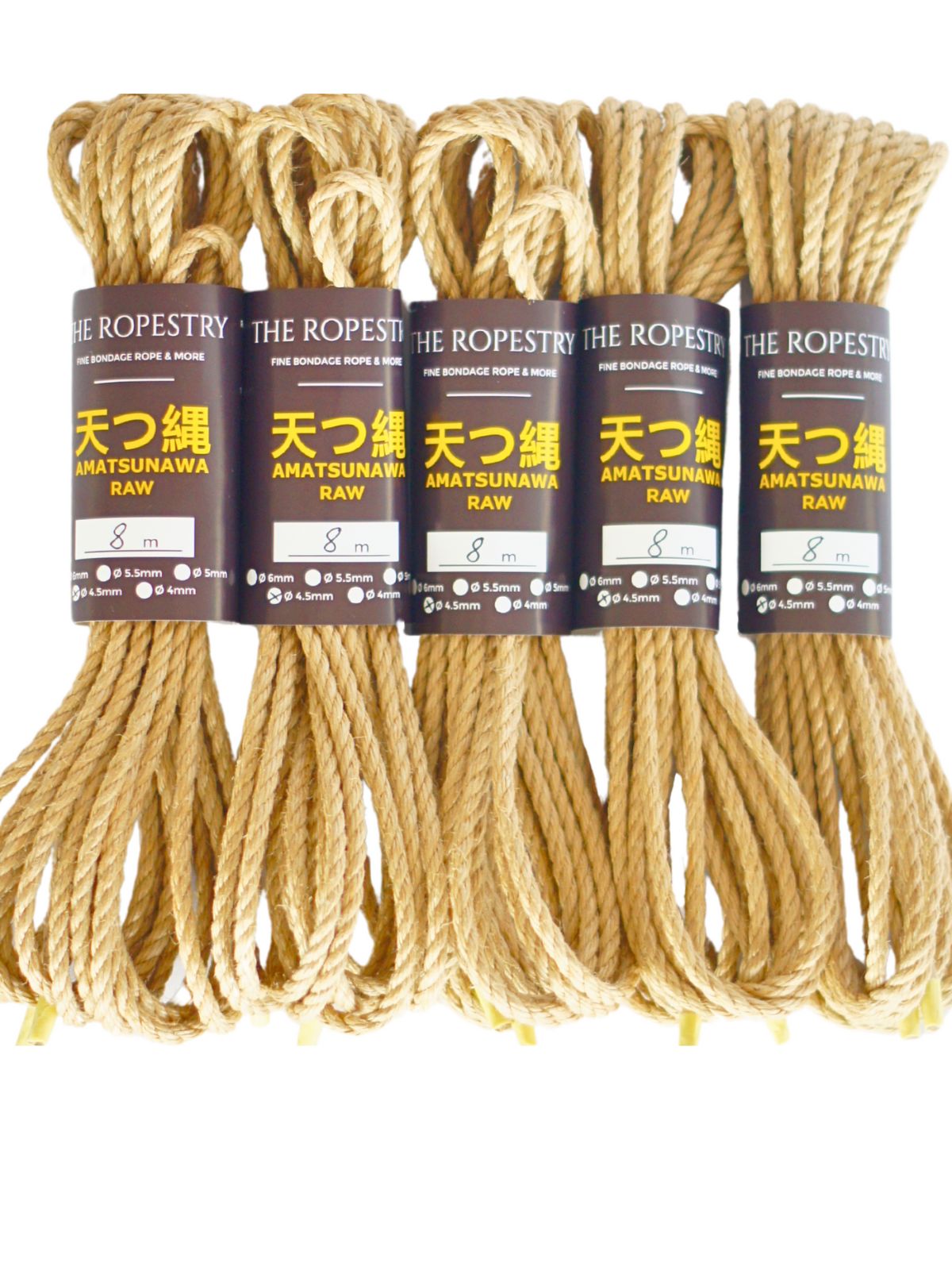 ø 4.5mm RAW AMATSUNAWA 4/5 jute rope for Shibari, Kinbaku bondage, various lengths and sets