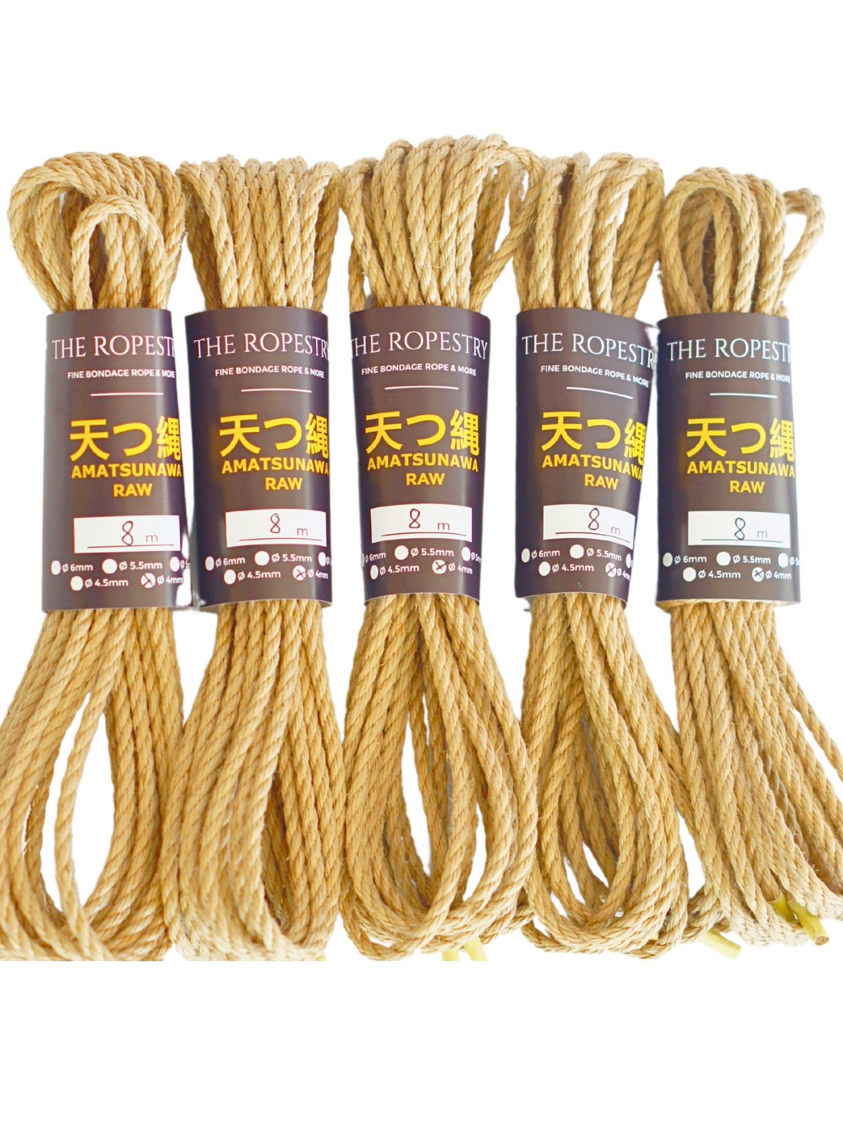 ø 4mm RAW AMATSUNAWA 4/0 jute rope for Shibari, Kinbaku bondage, various lengths and sets