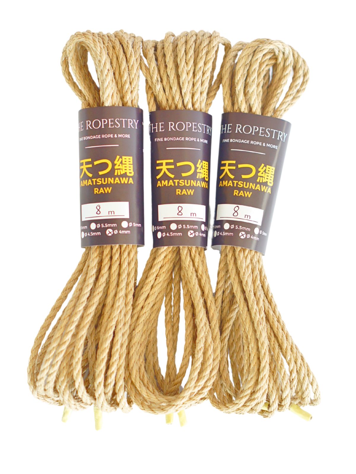 ø 4mm RAW AMATSUNAWA 4/0 jute rope for Shibari, Kinbaku bondage, various lengths and sets