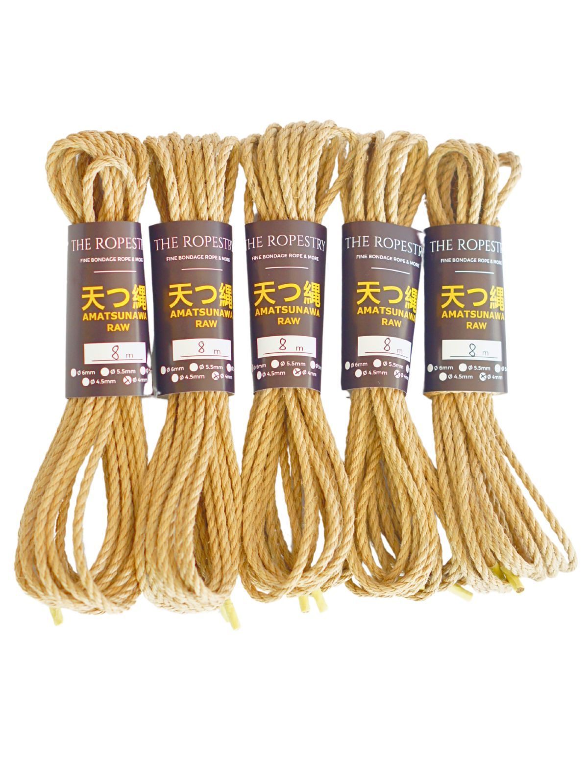 Ø4mm high-quality thin Shibari jute ropes, JBO-free, raw and unprocessed