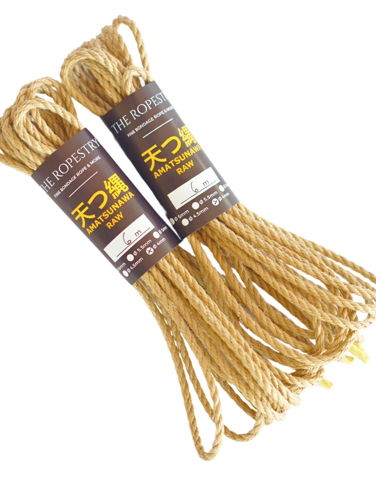 Ø4mm high-quality thin Shibari jute ropes, JBO-free, raw and unprocessed
