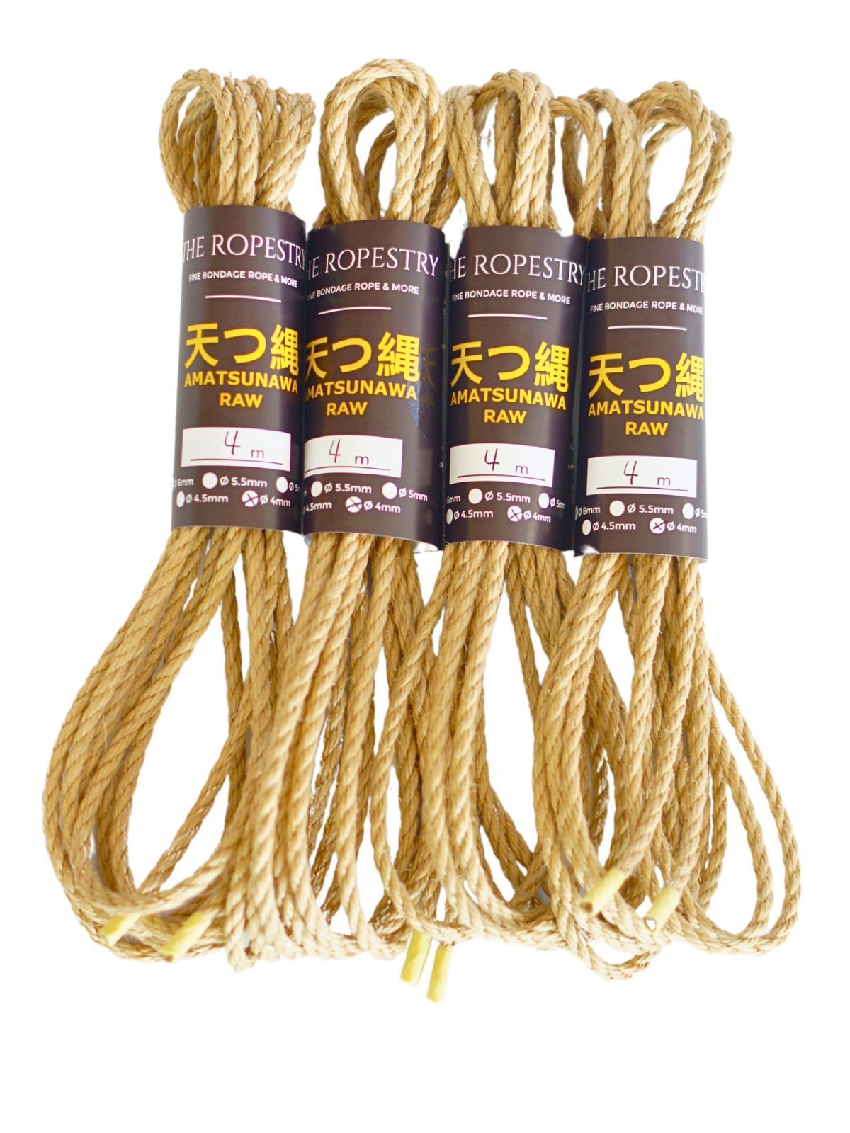Ø4mm high-quality thin Shibari jute ropes, JBO-free, raw and unprocessed
