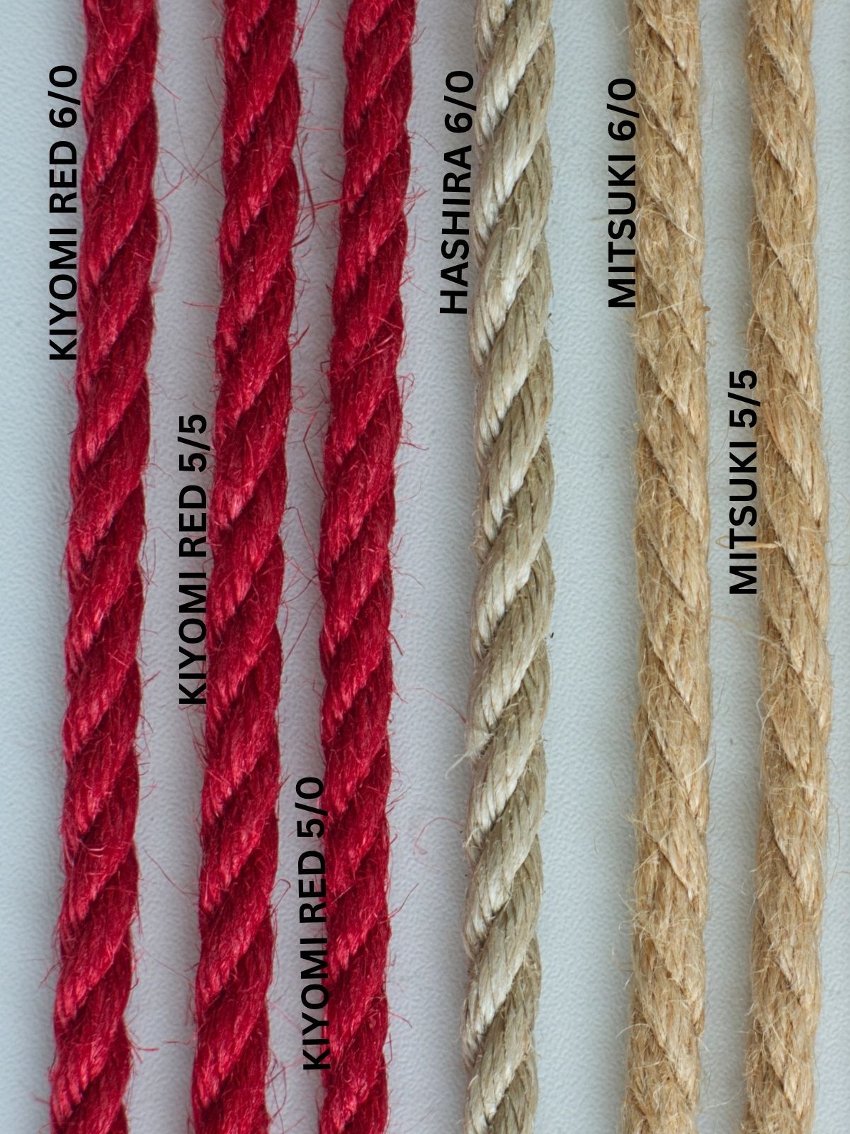KIYOMI RED SINGLE RAW ROLL - 50m of RED Shibari rope in multiple diameters